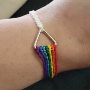 Pride triangle rainbow woven adjustable bracelet
